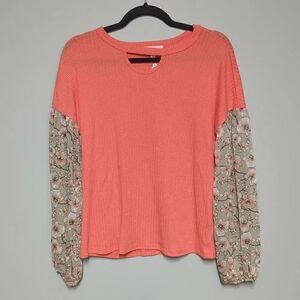 Hailey & Co Coral Thermal Long Sleeve Blouse NWT